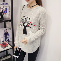 精雁 2016针织衫 冬装新款 女士韩版直筒毛衣甜美线衫波点毛衫韩版潮女 均码