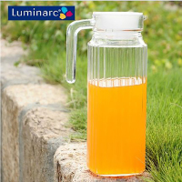 乐美雅 四方条子壶 果汁壶啤酒壶冷水壶 家用水壶玻璃水壶1.1L 透明 23541