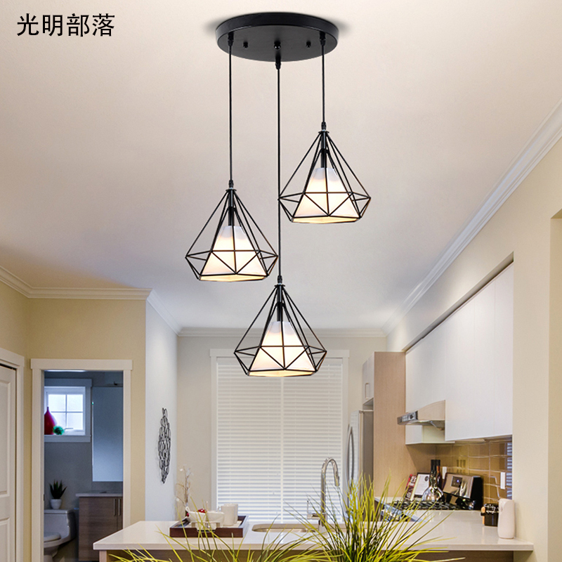 GMBL光明部落现代简约工业吊灯北欧创意个性复古餐厅吊灯简约酒吧餐台灯灯铁艺三头欧式吊灯