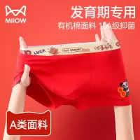 猫人儿童内裤本命年红色A类精梳棉男童青少年平角裤2026新年喜庆纯棉