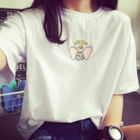 女装夏装2016刺学生刺绣图案宽松显瘦半袖上衣服大码简约圆领打底衫潮短袖t恤