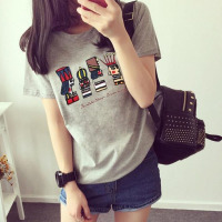 夏装新款卡通国王印花半袖圆领t恤学生大码宽松短袖潮时尚显瘦上衣服