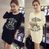 2016早秋韩版大码新款女装卡通印花上衣口袋潮宽松显瘦长袖t恤打底衫