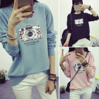 秋冬装韩版新款女装套头圆领学院风加绒加厚长袖t恤宽松大码卫衣潮上衣