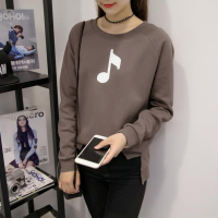 2016秋冬装韩版加绒加厚长袖套头卫衣女学院风卡通印花大码宽松长袖t恤潮