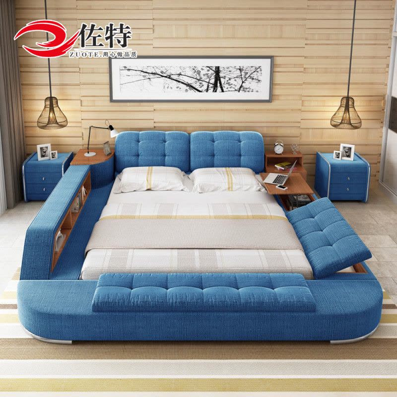 佐特家具 床 布床 双人床 多功能榻榻米床 现代简约储物软床婚床图片