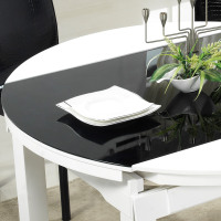 佐特 客厅现代简约钢化玻璃餐桌 小户型折叠圆餐桌椅组合餐台