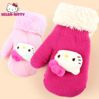 儿童手套秋冬保暖Hello Kitty可爱宝宝手套女童连指小孩手套加绒