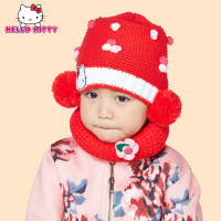 儿童帽子围巾套装秋冬款Hello Kitty韩版女童宝宝保暖帽子两件套