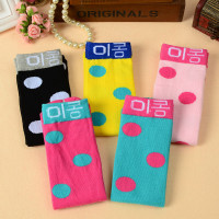 2018女童中筒儿童长筒棉袜 糖果色圆点袜公主袜半腿丝袜日韩风可爱