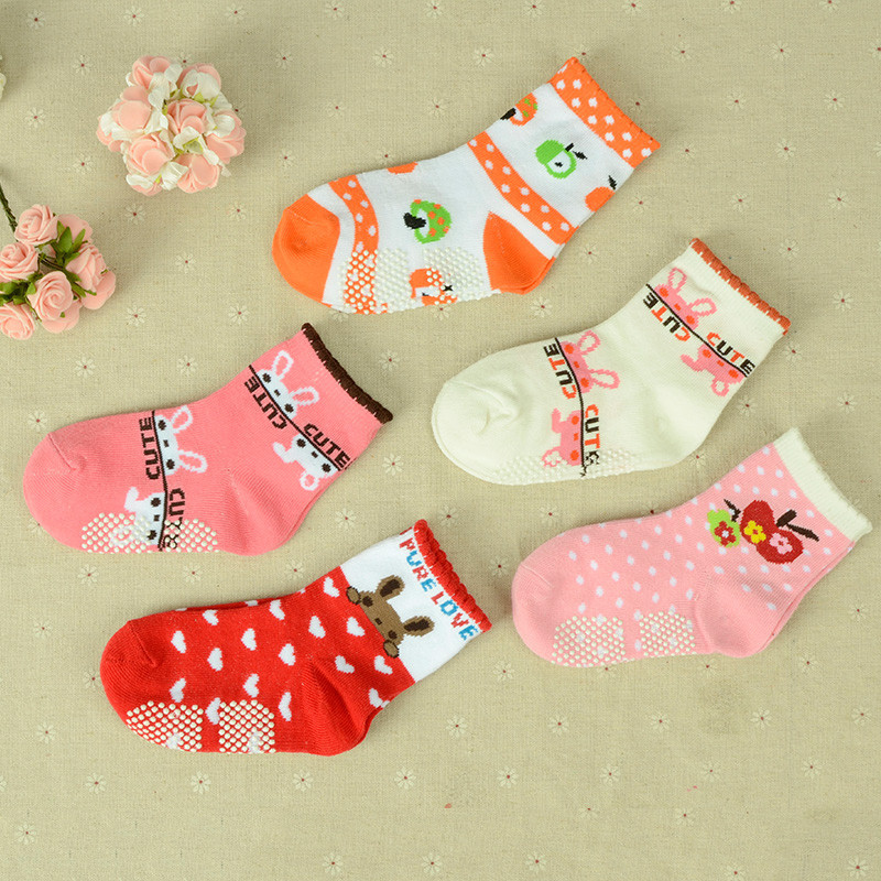 宝宝袜子春秋款儿童防滑袜纯色松口男女童婴儿地板袜