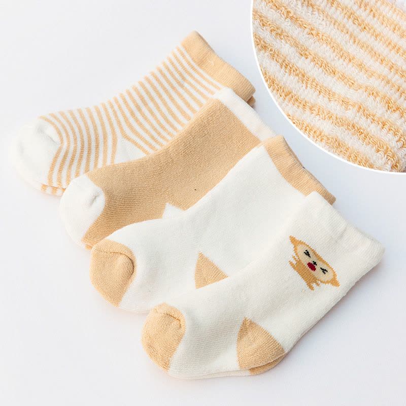 青莓[4双装]秋冬儿童袜子可爱卡通男女婴儿宝宝0-1-3岁中筒袜子图片