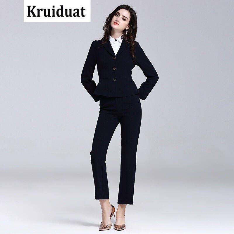 Kruidvat20172017春季新款套装优雅翻领收腰时尚套装ZIYI