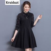 Kruidvat2017春季新款大码女连衣裙胖妹妹显瘦假两件套N023