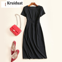 Kruidvat2017春季新款时尚简约女装短袖拼网修身珍珠裙OYCP