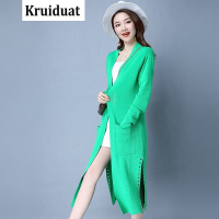 Kruidvat2017春新款针织衫女毛衣韩版中长款开叉外套女开衫Z010