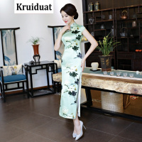 奈琴尔2017新款夏季改良时尚大码旗袍长款修身性感旗袍裙少女日常连衣裙YQ916