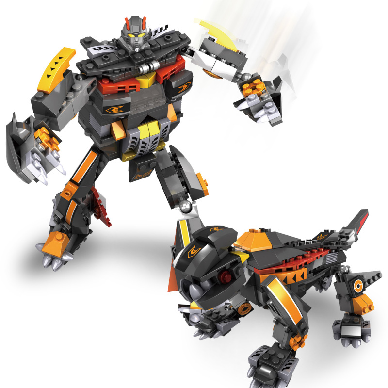 qiaoletong巧乐童积变战士2合1积木变形机器人拼接6岁及以上儿童塑料