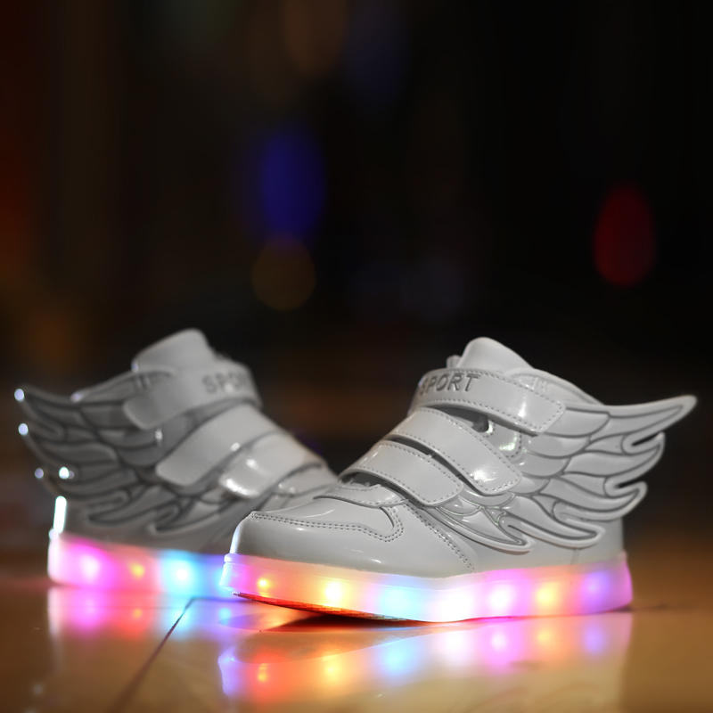 能酷灯鞋儿童棉鞋男童鞋子加绒大棉冬鞋女孩USB充电翅膀夜光鞋