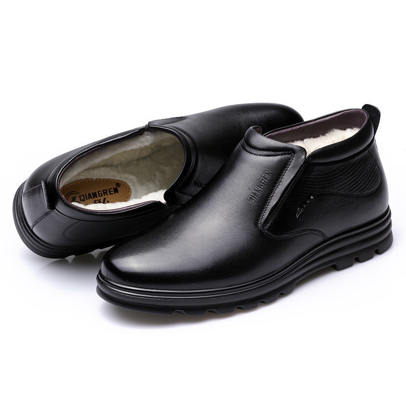 强人3515男鞋商务男士休闲皮鞋真皮羊毛保暖休闲皮鞋75dxc73002