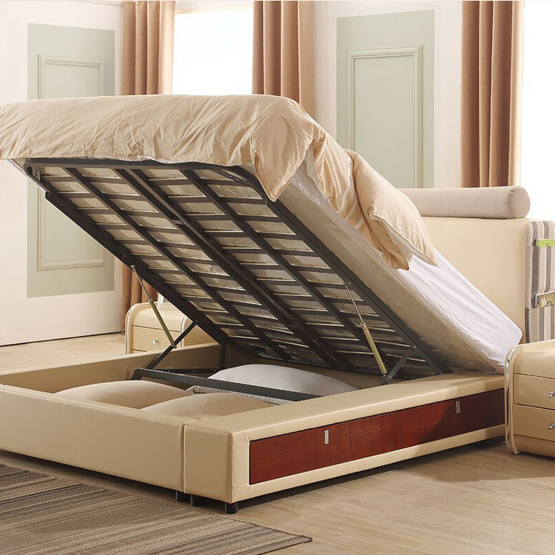 a家家具皮艺床简约现代皮床双人排骨架高箱储物软靠床垫182米其他da