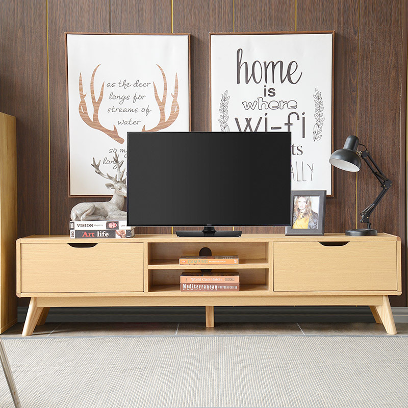 A家家具 电视柜 简约现代客厅板木实木地柜日式 原木色木质 ADC-78