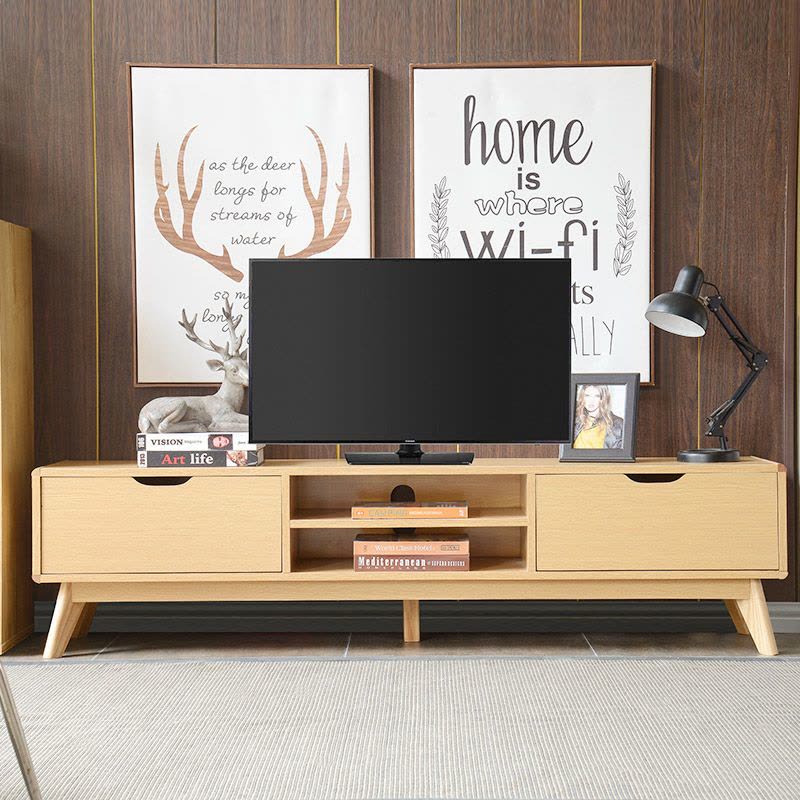 A家家具 电视柜 简约现代客厅板木实木地柜日式 原木色木质 ADC-78图片