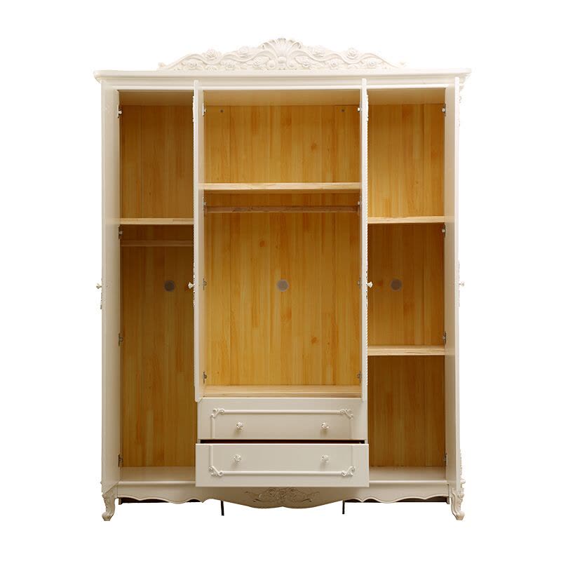 A家家具 衣柜 欧式衣柜衣橱木质法式卧室木质整体大衣柜子四门 4门 图片色 FS050图片