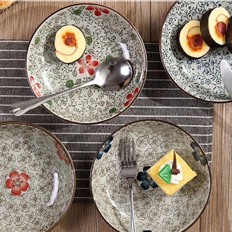 瓷物语(ciwuyu)12头米饭碗家用陶瓷餐具套装碗盘碟勺厨房餐具高脚碗吉祥花图片