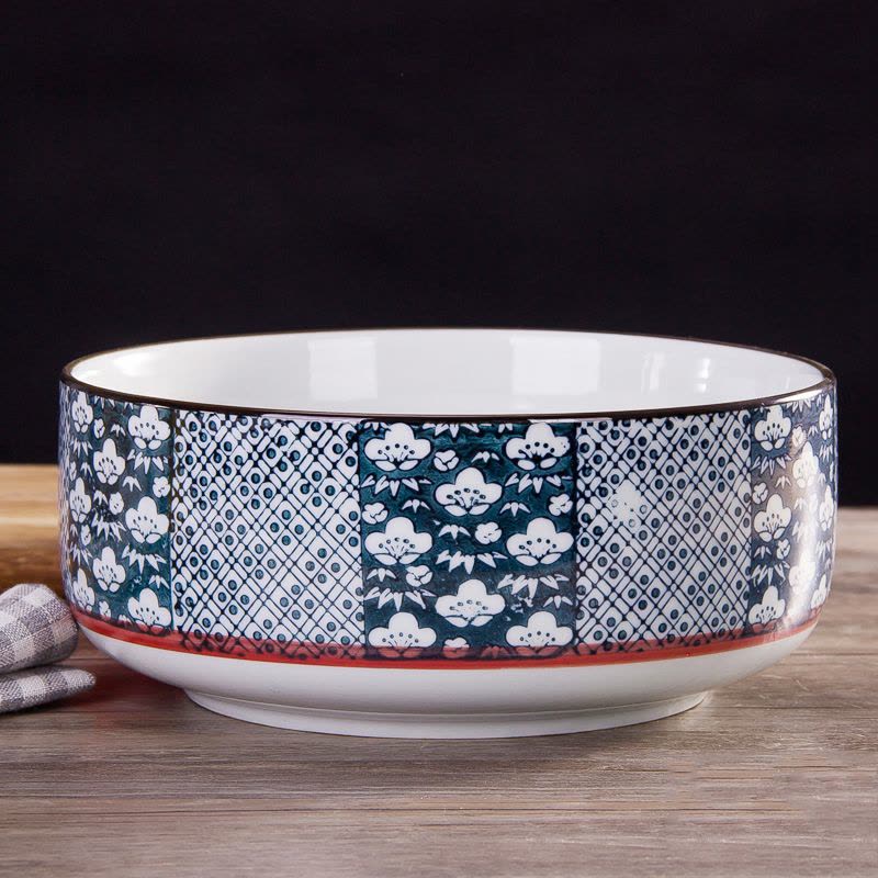 瓷物语景德镇陶瓷 8寸大碗日式汤碗大号面碗 大汤碗家用骨瓷拌面碗盛汤碗蓝彩图片