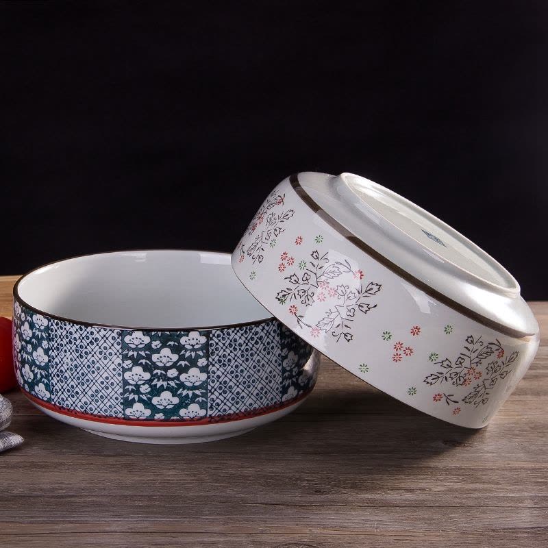 瓷物语景德镇陶瓷 8寸大碗日式汤碗大号面碗 大汤碗家用骨瓷拌面碗盛汤碗蓝彩图片