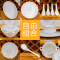瓷物语景德镇太阳岛单品 碗盘汤勺碟自由搭配 景德镇骨瓷餐具 10英寸平盘一个