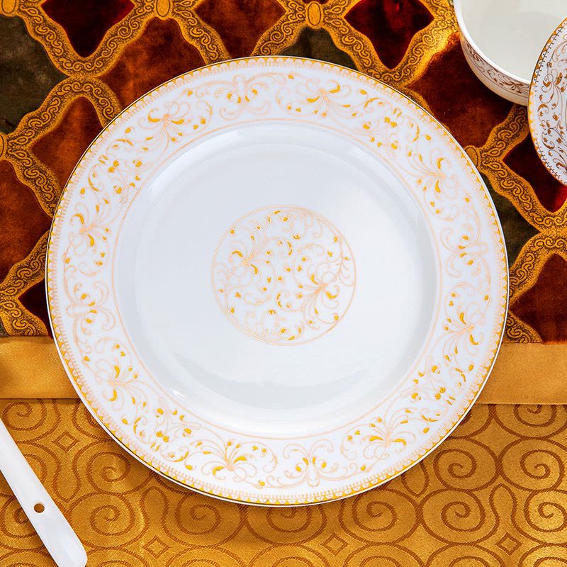 瓷物语景德镇太阳岛单品 碗盘汤勺碟自由搭配 景德镇骨瓷餐具 10英寸平盘一个图片