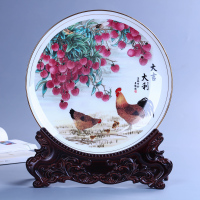 生肖鸡景德镇骨质瓷陶瓷工艺品 大吉大利装饰挂盘坐盘家居装饰品