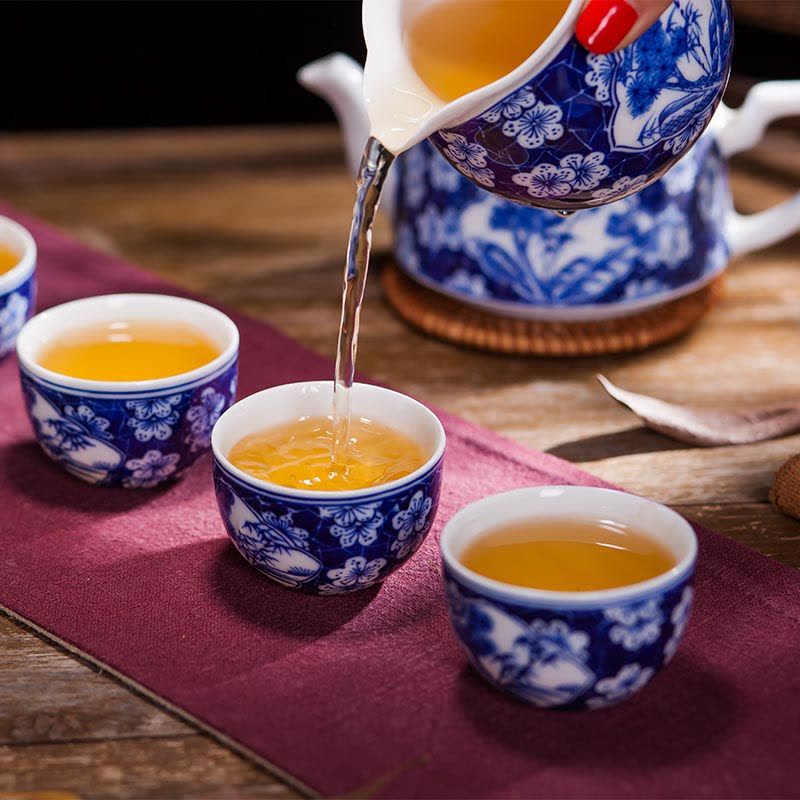 瓷物语茶具套装景德镇手绘茶具壶茶具杯 9头青花功夫茶具套组图片