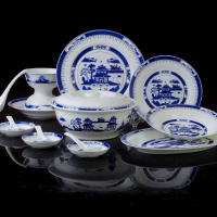 瓷物语瓷器餐具套装56头瓷器 碗盘碟中式景德镇青花瓷餐具套装