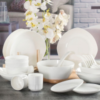 瓷物语釉下彩西式纯白30头高档骨瓷餐具套装碗盘碗碟碗筷家用礼盒