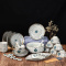 瓷物语餐具碗碟套装 釉下彩创意41头蓝富贵日式陶瓷餐具套装礼品套装