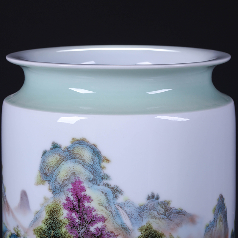 景德镇陶瓷花瓶现代时尚手绘粉彩家居饰品摆件礼品