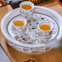 陶瓷茶具景德镇 一壶六杯双层防烫茶具套装组合带茶盘