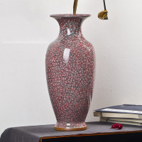 陶瓷大花瓶仿古钧瓷落地瓷器中式家居装饰景德镇摆件客厅插花花器 大号钧瓷黑红裂纹鱼尾