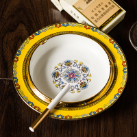 瓷物语珐琅彩办公室摆设品烟灰缸高档宫廷复古摆件别墅家用酒店用品