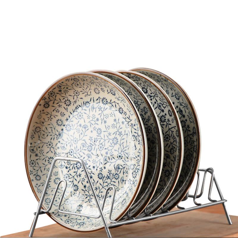 瓷物语4个装西餐盘牛排盘碟陶瓷创意餐具圆形盘子菜盘家用 青花7英寸图片