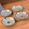 瓷物语4个装陶瓷创意餐具圆形盘子菜盘家用西餐盘牛排盘碟 蓝富贵8英寸