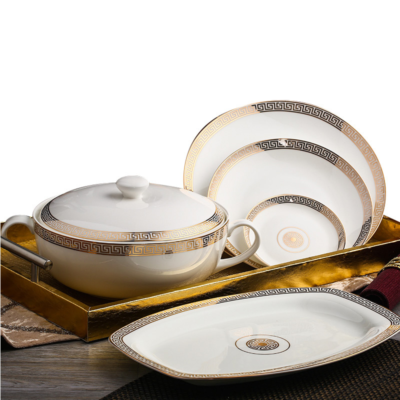 瓷物语碗碟套装金边欧式骨瓷餐具陶瓷器套装碗盘碗筷创意家用礼品
