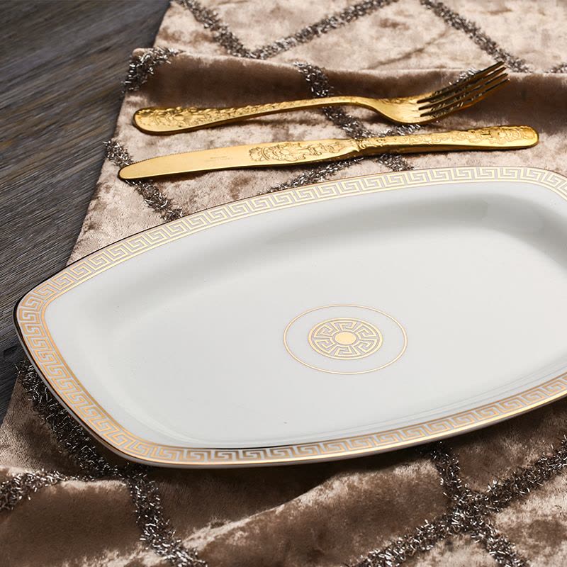 瓷物语碗碟套装金边欧式骨瓷餐具陶瓷器套装碗盘碗筷创意家用礼品图片