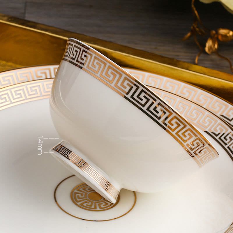 瓷物语碗碟套装金边欧式骨瓷餐具陶瓷器套装碗盘碗筷创意家用礼品图片