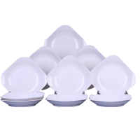 瓷物语盘子菜盘家用陶瓷方形盘碟中式创意 洁白 8.5如意菜盘【10个】