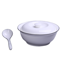 瓷物语北欧简约带盖大汤碗家用碗9英寸大号陶瓷碗面碗新骨瓷带大勺