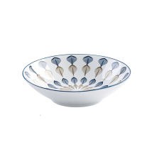 瓷物语2个装中式圆形菜盘子8英寸家用陶瓷深盘碗碟套装饭盘 ( 918款)